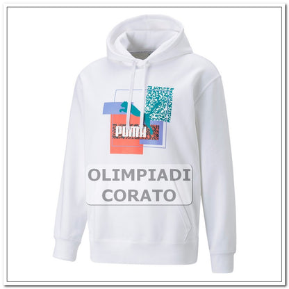 FELPA PUMA BRAND LOVE CAPPUCCIO BIANCO