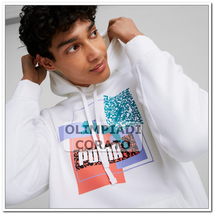 FELPA PUMA BRAND LOVE CAPPUCCIO BIANCO