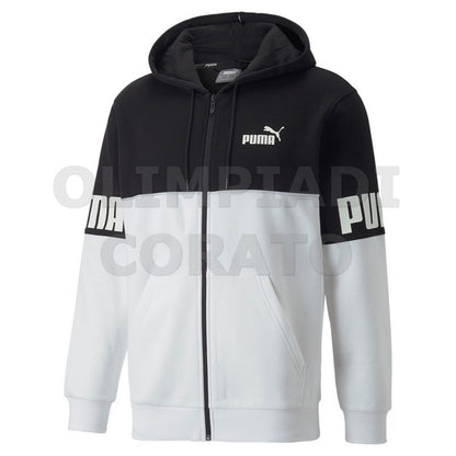 FELPA ZIP CAPPUCCIO PUMA NERO-BIANCO