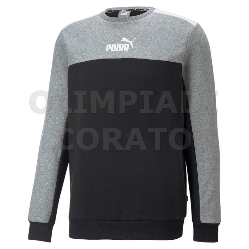 FELPA GIRO PUMA UOMO COLORBLOCK NERO GRIGIO
