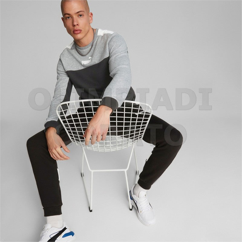 FELPA GIRO PUMA UOMO COLORBLOCK NERO GRIGIO