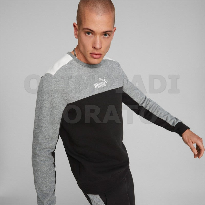 FELPA GIRO PUMA UOMO COLORBLOCK NERO GRIGIO