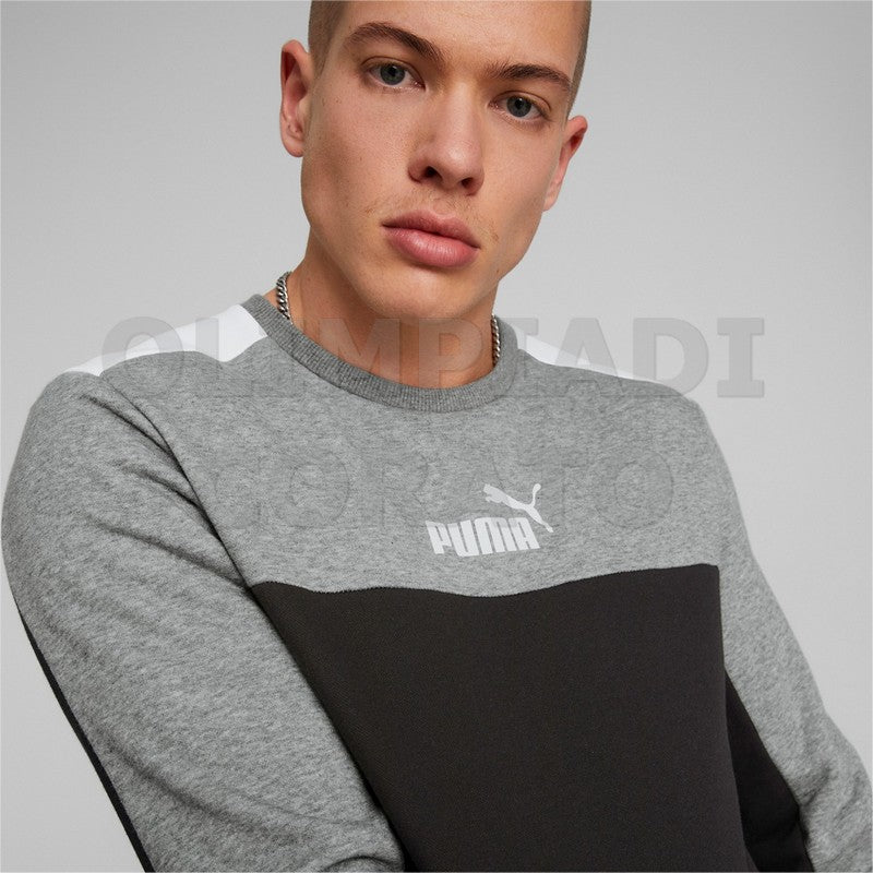 FELPA GIRO PUMA UOMO COLORBLOCK NERO GRIGIO