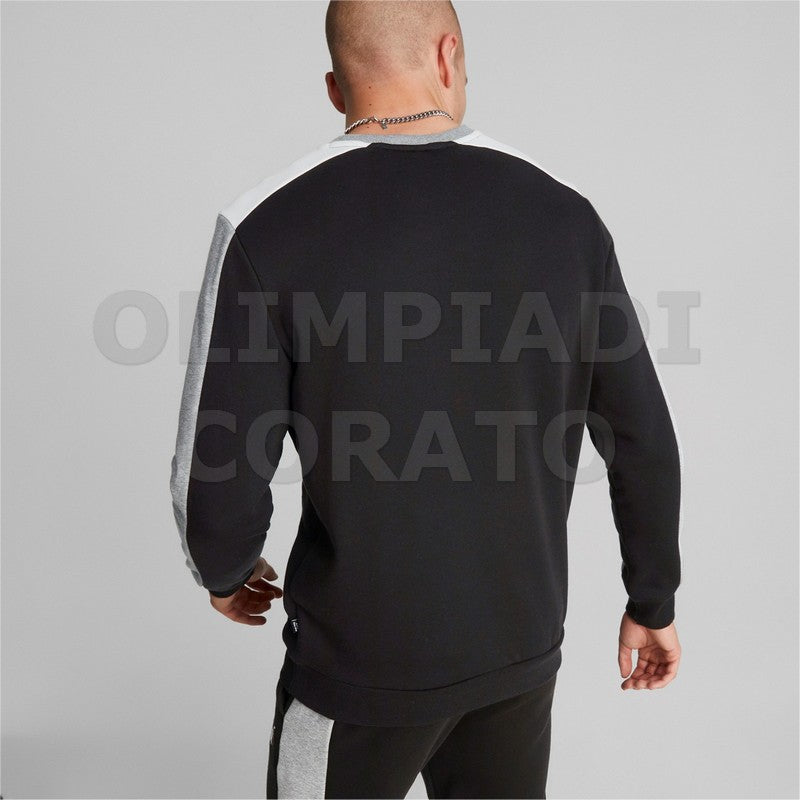 FELPA GIRO PUMA UOMO COLORBLOCK NERO GRIGIO