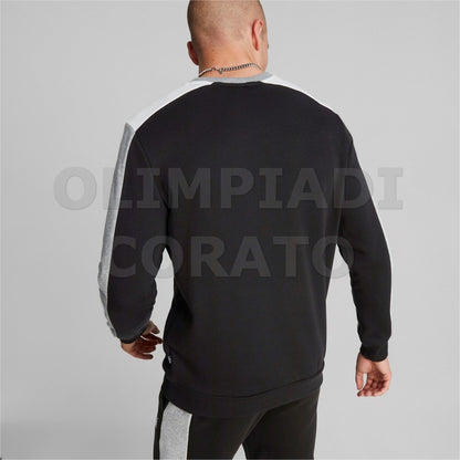 FELPA GIRO PUMA UOMO COLORBLOCK NERO GRIGIO