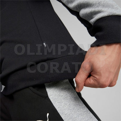 FELPA GIRO PUMA UOMO COLORBLOCK NERO GRIGIO