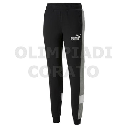 PANTALONE PUMA COLORBLOCK FELPA NERO GRIGIO