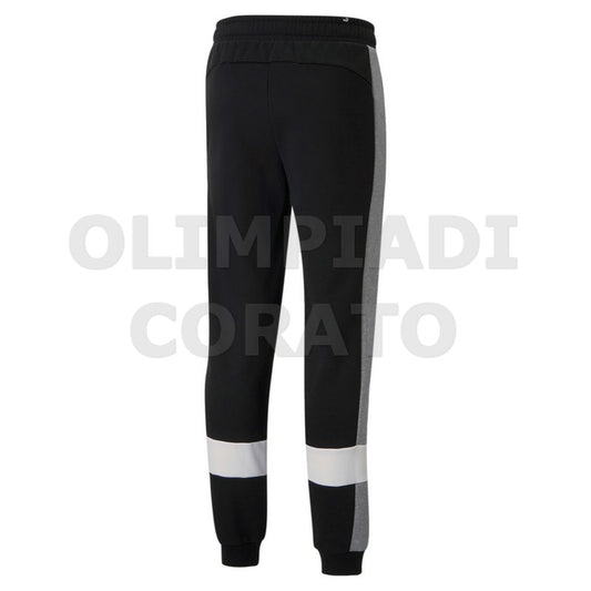 PANTALONE PUMA COLORBLOCK FELPA NERO GRIGIO