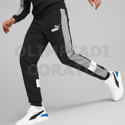 PANTALONE PUMA COLORBLOCK FELPA NERO GRIGIO