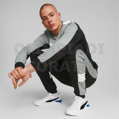 PANTALONE PUMA COLORBLOCK FELPA NERO GRIGIO