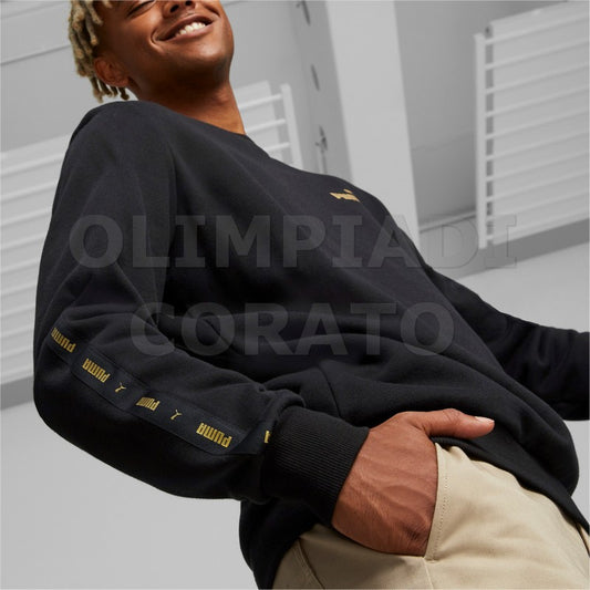 FELPA CREW ESS TAPE GOLDEN PUMA NERO