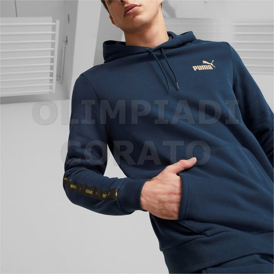 FELPA CAPPUCCIO ESS TAPE GOLDEN PUMA BLU