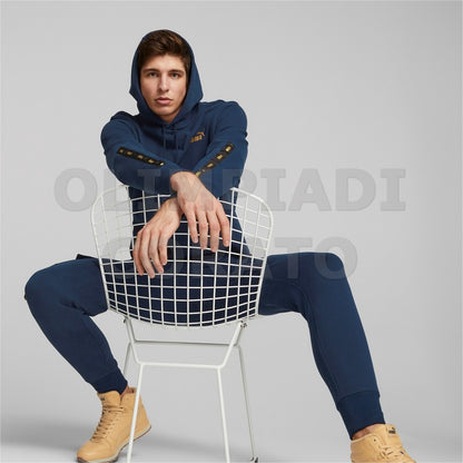 FELPA CAPPUCCIO ESS TAPE GOLDEN PUMA BLU