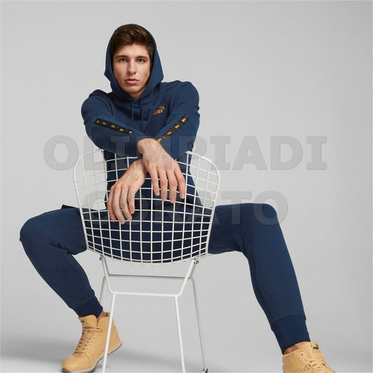 FELPA CAPPUCCIO ESS TAPE GOLDEN PUMA BLU