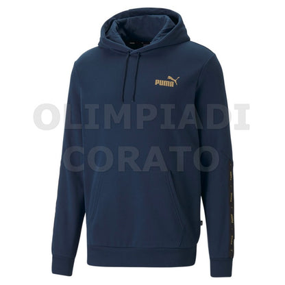 FELPA CAPPUCCIO ESS TAPE GOLDEN PUMA BLU