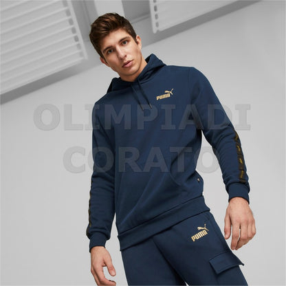 FELPA CAPPUCCIO ESS TAPE GOLDEN PUMA BLU