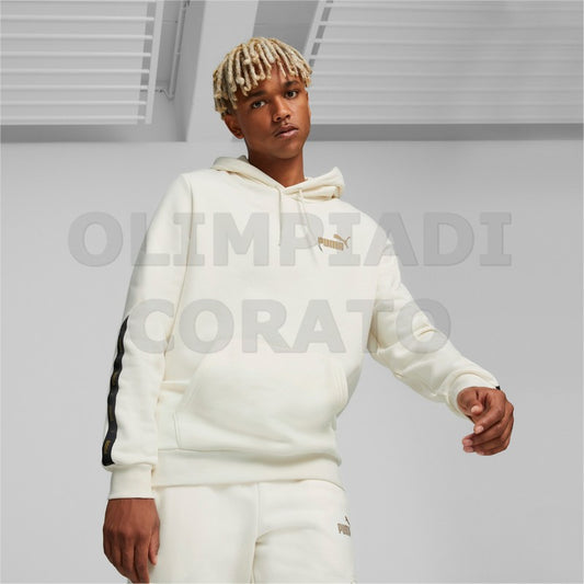 FELPA CAPPUCCIO ESS TAPE GOLDEN PUMA BIANCO