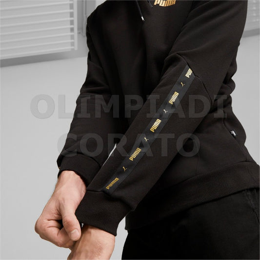 FELPA CAPPUCCIO ESS TAPE GOLDEN PUMA NERO
