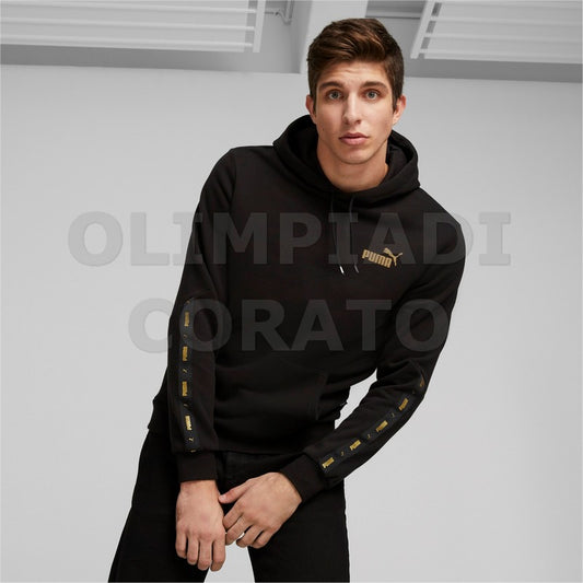 FELPA CAPPUCCIO ESS TAPE GOLDEN PUMA NERO