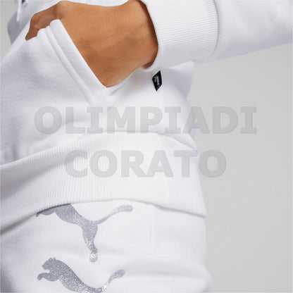 FELPA CAPPUCCIO ESS METALLICS SPARKLE PUMA DONNA BIANCA