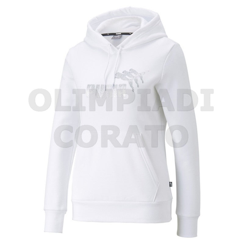 FELPA CAPPUCCIO ESS METALLICS SPARKLE PUMA DONNA BIANCA