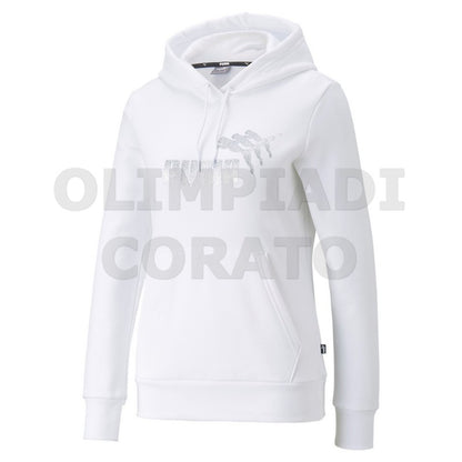 FELPA CAPPUCCIO ESS METALLICS SPARKLE PUMA DONNA BIANCA