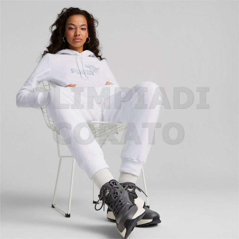 FELPA CAPPUCCIO ESS METALLICS SPARKLE PUMA DONNA BIANCA