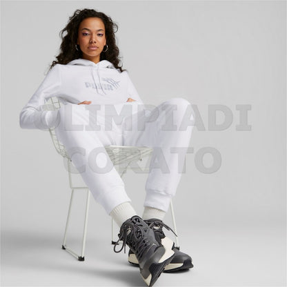 FELPA CAPPUCCIO ESS METALLICS SPARKLE PUMA DONNA BIANCA