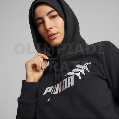 FELPA CAPPUCCIO ESS METALLICS SPARKLE PUMA NERA