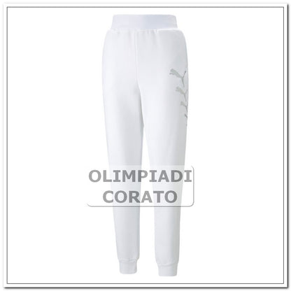 PANTALONE ESS METALLICS SPARKLE PUMA BIANCO FELPA