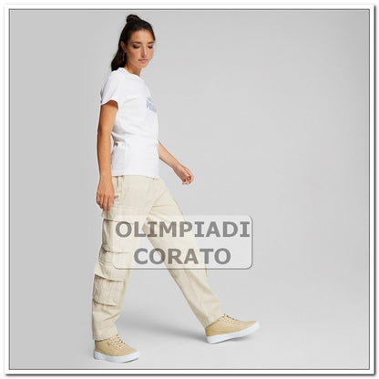 T SHIRT PUMA ESS+ METALLICS SPARKLE BIANCO COTONE