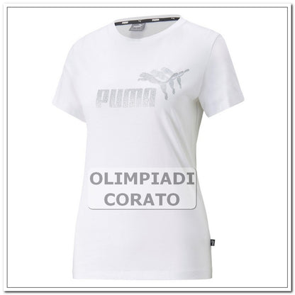 T SHIRT PUMA ESS+ METALLICS SPARKLE BIANCO COTONE