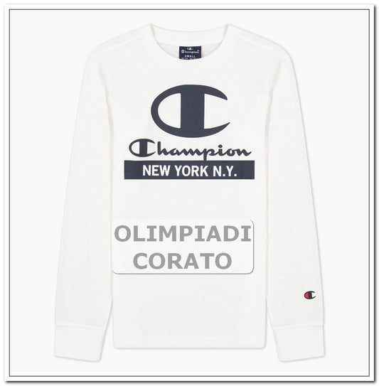 MAGLIA MANICA LUNGA T SHIRT JUNIOR CHAMPION BIANCO