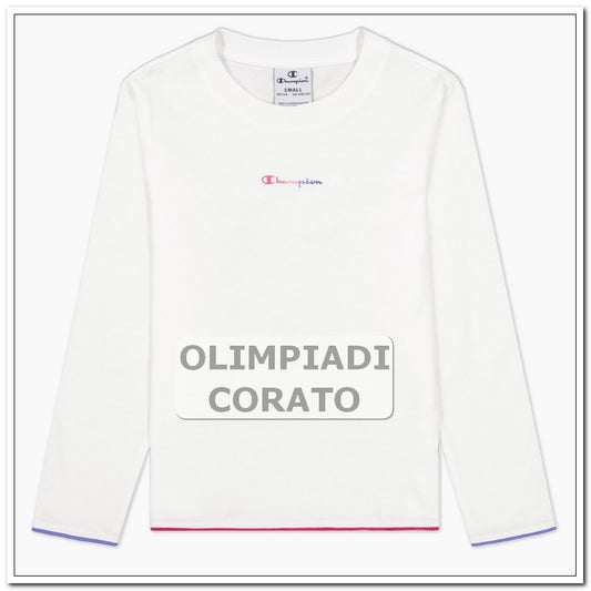 MAGLIA T SHIRT MANICA LUNGA JUNIOR CHAMPION JERSEY BIANCO