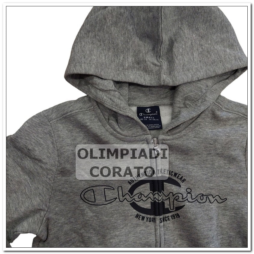 FELPA CON CAPPUCCIO ZIP JUNIOR CHAMPION GRIGIO