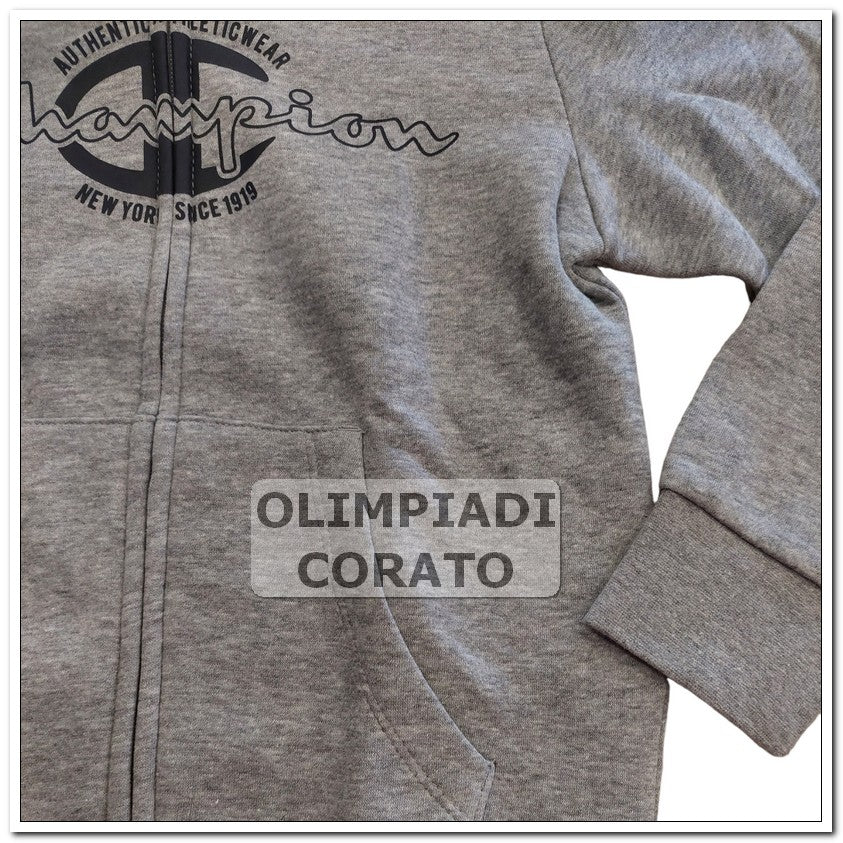 FELPA CON CAPPUCCIO ZIP JUNIOR CHAMPION GRIGIO