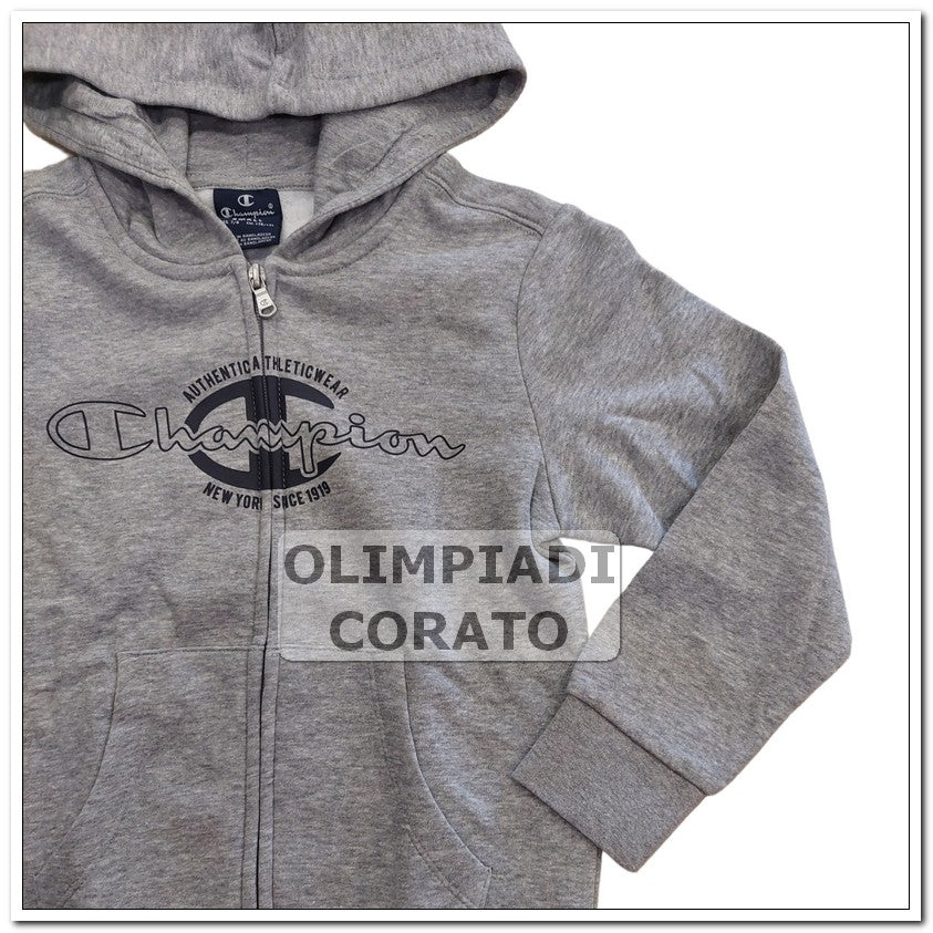 FELPA CON CAPPUCCIO ZIP JUNIOR CHAMPION GRIGIO