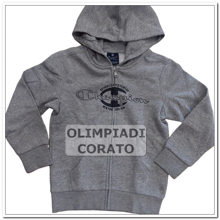 FELPA CON CAPPUCCIO ZIP JUNIOR CHAMPION GRIGIO