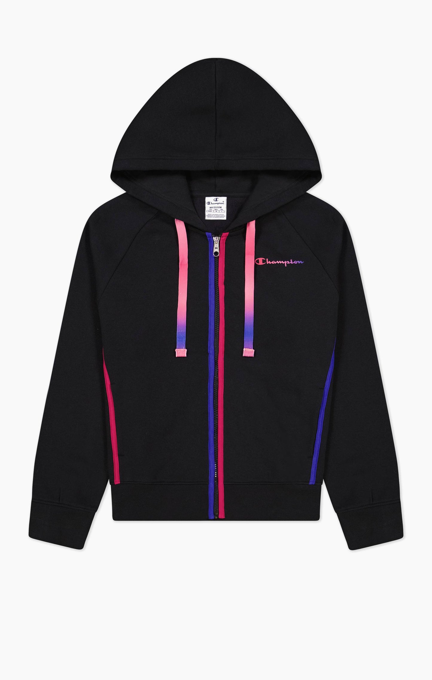 FELPA CAPPUCCIO E ZIP CHAMPION NERO