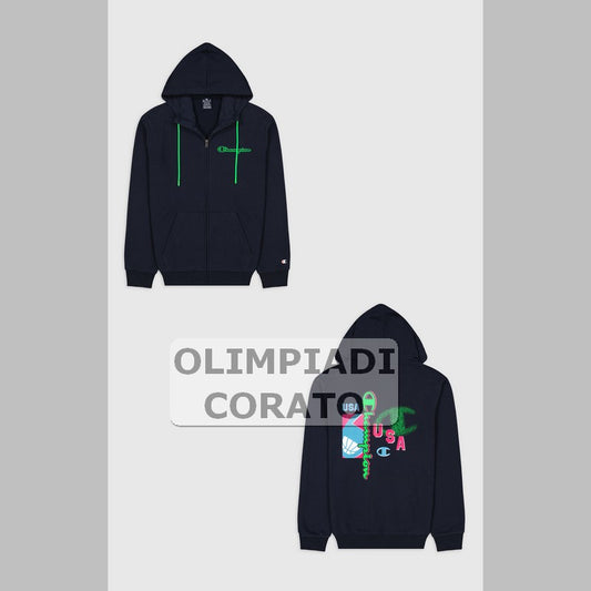 FELPA CAPPUCCIO ZIP BLU CHAMPION