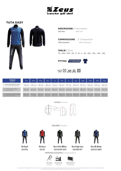 TUTA EASY ZEUS BLU ROSSO
